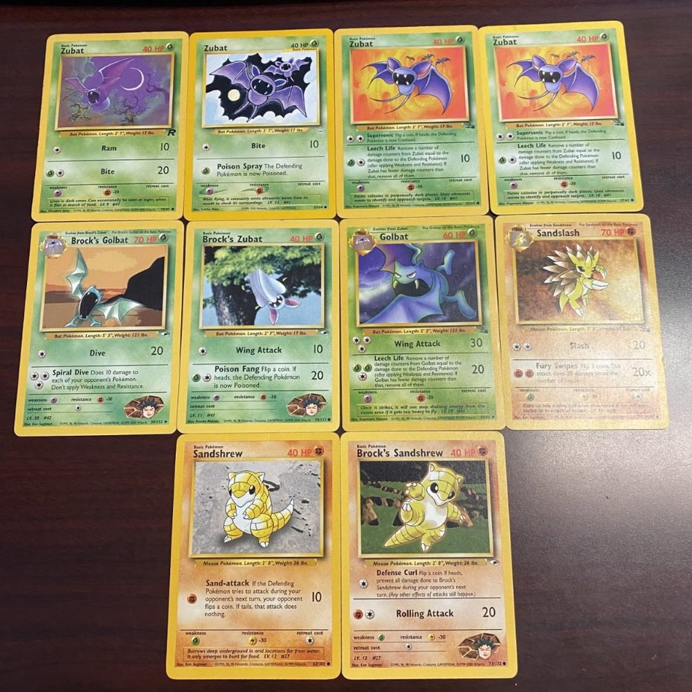 Pokemon Cards Zubat Golbat Sandslash Sandshrew